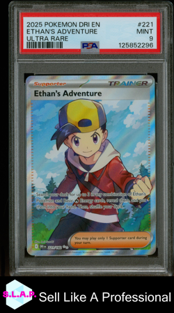 ETHAN'S ADVENTURE ULTRA RARE POKEMON DRI EN-DESTINED RIVALS 2025 221 PSA 9 - Image 1