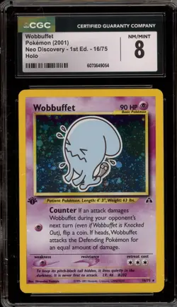 Pokemon Wobbuffet Neo Discovery 1st Edition Holo Rare #16 CGC 8 - Image 1