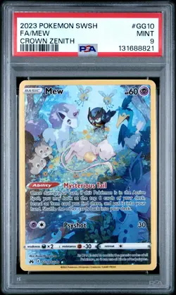 2023 POKEMON SWORD & SHIELD CROWN ZENITH #GG10 FULL ART/MEW PSA 9 - Image 1