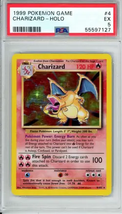 1999 POKEMON GAME #4 CHARIZARD HOLO PSA 5 - Image 1