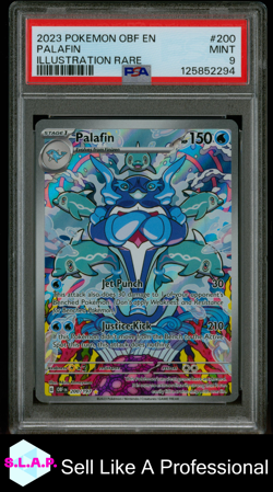 PALAFIN ILLUSTRATION RARE POKEMON OBF EN-OBSIDIAN FLAMES 2023 200 PSA 9 - Image 1
