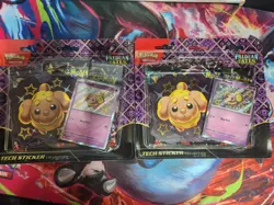 2x Pokemon Paldean Fates Tech Sticker Collection TCG Shiny Fidough Brand New - Image 1