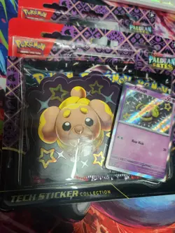 2x Pokemon Paldean Fates Tech Sticker Collection TCG Shiny Fidough Brand New - Image 2