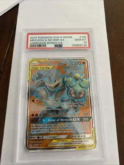 Marshadow & Machamp GX 198/214 Full Art Unbroken Bonds Pokemon PSA 10 300 - Image 1