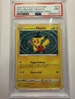 Pokemon Special Delivery Pikachu Hol 2020 Pokemon Center Canada Promo #074 PSA 9 - Image 1