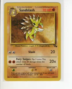 SANDSLASH FOSSIL SET POKEMON CARD 41/62 LP - Image 1