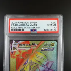 PSA 10 Rayquaza Vmax 217/203 Pokemon Evolving Skies Rainbow Rare Graded Card - Image 2