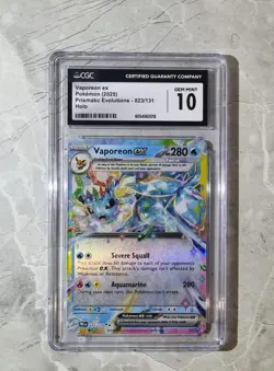 Vaporeon EX #023 Prismatic Evolution Gem Mint 10 CGC Graded Pokemon Card Holo - Image 1