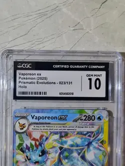 Vaporeon EX #023 Prismatic Evolution Gem Mint 10 CGC Graded Pokemon Card Holo - Image 3
