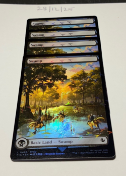 Magic the Gathering MTG Swamp Full Art x4 Land Chocobo Track FOIL Cards NM/M - Image 1