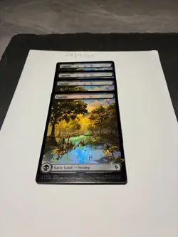 Magic the Gathering MTG Swamp Full Art x4 Land Chocobo Track FOIL Cards NM/M - Image 3