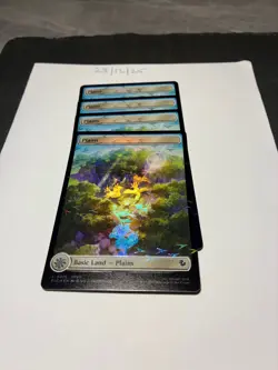 Magic the Gathering MTG Plains Full Art x4 Land Chocobo Track FOIL Cards NM/M - Image 3