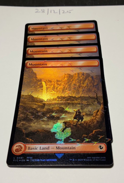 Magic the Gathering MTG Mountain Full Art x4 Land Chocobo Track FOIL Cards NM/M - Image 1