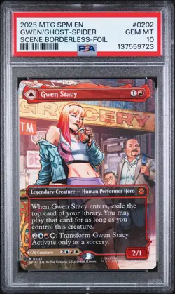 PSA 10 Gwen Stacy (0202) (Borderless) Marvel's Spider-Man MTG Gem Mint 10 - Image 1