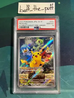 POKEMON - PSA 10 - PIKACHU HOLO - 001/SV-P - JAPANESE PROMO GRADED CARD - Image 1