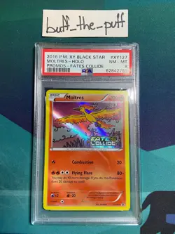 POKEMON - PSA 8 - MOLTRES HOLO PRERELEASE - XY127 - FATES COLLIDE GRADED CARD - Image 1