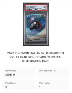 POKEMON PSA 9 IRON TREADS EX 248/198 SCARLATTO e VIOLETTO ITALIANO POP 3!🌏 - Image 4