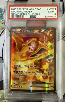2016 POKEMON XY BLACK STAR PROMO RED & BLUE COLL FULL ART/CHARIZARD EX PSA 6 - Image 1