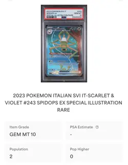 POKEMON PSA 10 SPIDOPS EX 243/198 SCARLATTO e VIOLETTO ITALIANO POP 2!🌏 - Image 4