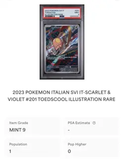 POKEMON PSA 9 TOEDSCOOL ILLUSTRATION RARE 201/198 SCARLATTO E VIOLETTO ITALIANO - Image 4