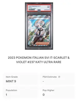 POKEMON PSA 9 ACERIA ULTRA RARE 237/198 SCARLATTO E VIOLETTO ITALIANO POP 1!🌎 - Image 4