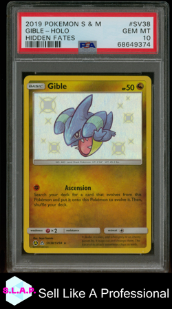GIBLE POKEMON SV38/SV94 2019 HIDDEN FATES HOLO ENGLISCH PSA 10 - Image 1