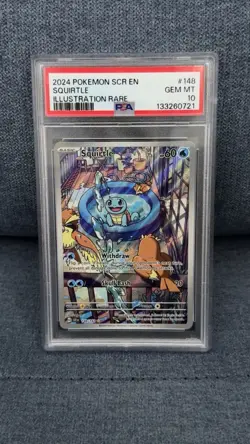 Pokemon TCG Squirtle Stellar Crown Illustration Card 148/142, PSA 10 - Image 1
