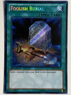 Yugioh! LP Foolish Burial - LCJW-EN070 - Secret Rare - 1st Edition LP - Image 1