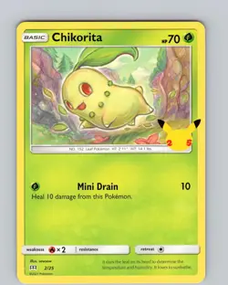 Pokemon Chikorita Mcdonald's 25th Anniversary Promos 2/25 Regular Promo Card NM - Image 1