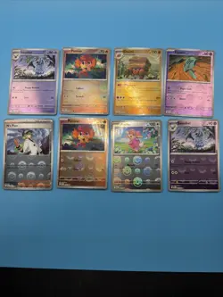 Pokemon English Black Bolt White Flare Pokeball Reverse Holo Lot Of 8 Cards - Image 1