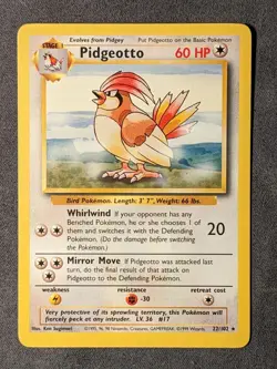 Pidgeotto - 22/102 - Pokemon Base Set Unlimited Rare Card WOTC LP - Image 1
