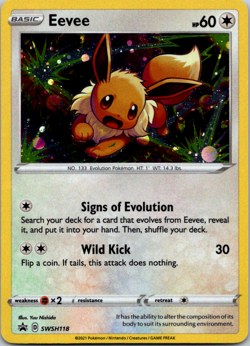 EEVEE SWSH118 Black Star PROMO Card COSMOS HOLO FOIL 2021 Pokemon TCG NM - Image 1