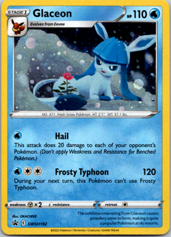 Glaceon SWSH192 Black Star Cosmos Holo Promo Pokemon TCG Card Brilliant Stars NM - Image 1