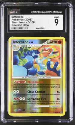CGC 9 MINT Infernape 2008 Stormfront 3/100 Reverse Holo Pokemon Card - Image 1