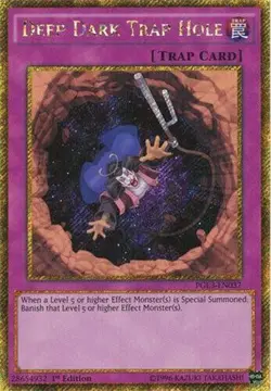 Yu-Gi-Oh Card - PGL3-EN037 - DEEP DARK TRAP HOLE (gold secret rare holo) - NM/M - Image 1