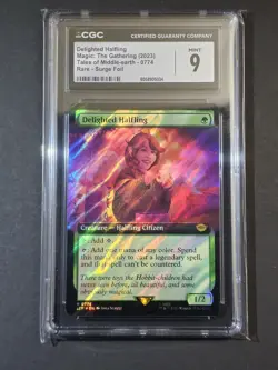 MTG CGC 9 Delighted Halfling Extended Art Surge Foil R 774 The Lord Of The Rings - Image 1