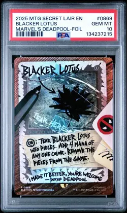 PSA 10 GEM MINT MTG Deadpool Secret Lair #869 Blacker Lotus 2025 - Image 1