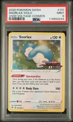 2020 POKEMON SWORD & SHIELD VIVID VOLTAGE SNORLAX-HOLO STAMPED #131 MINT 9 - Image 1