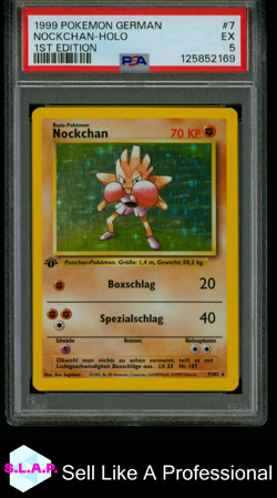 NOCKCHAN-HOLO 1ST EDITION POKEMON GERMAN 1999 7 PSA 5 - Image 1
