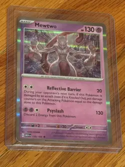 POKEMON 2023 MEWTWO HOLO SHINY CARD 150/165 - Image 1