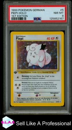 PIEPI-HOLO 1ST EDITION POKEMON GERMAN 1999 5 PSA 8 - Image 1