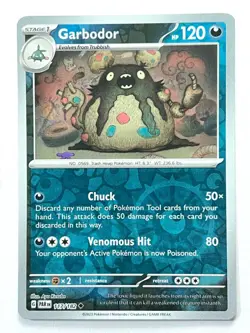 Pokemon - Garbodor 117/182 - Reverse Holo - Paradox Rift-NM - Image 1