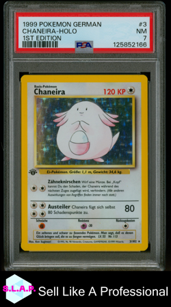 CHANEIRA-HOLO 1ST EDITION POKEMON GERMAN 1999 3 PSA 7 - Image 1