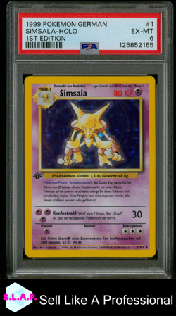 SIMSALA-HOLO 1ST EDITION POKEMON GERMAN 1999 1 PSA 6 - Image 1