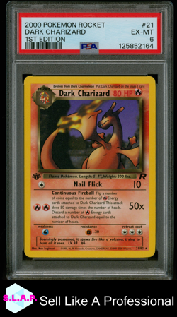 DARK CHARIZARD 1ST EDITION POKEMON ROCKET 2000 21 PSA 6 - Image 1
