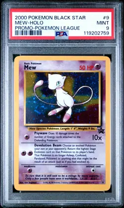 2000 Promo Black Star Mew Holo Pokemon League #9 Holo PSA 9 - Image 1