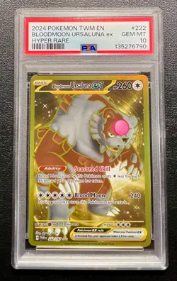 2024 Pokemon TWM EN Bloodmoon Ursaluna ex 222/167 Hyper Rare PSA 10 GEM MT - Image 1