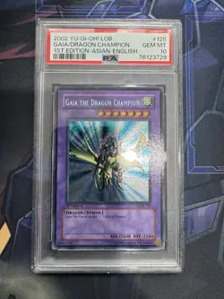 YUGIOH - 2002 LOB-125 1ST - GAIA THE DRAGON CHAMPION - PSA 10 GEM MINT - AE - Image 1