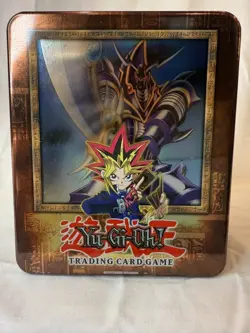 1996 YUGIOH trading card game collectors tin - no cards - box only! BROWN LID - Image 1