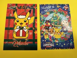 Pokemon Merry Christmas Card Database Pikachu Eevee Cracked Ice Lot Of 2 NM - Image 2